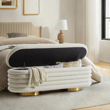 Velvet Storage Bench, Large Upholstered Ottoman with Button Tufted Design , or Window, End of Bed Bench with Shoe