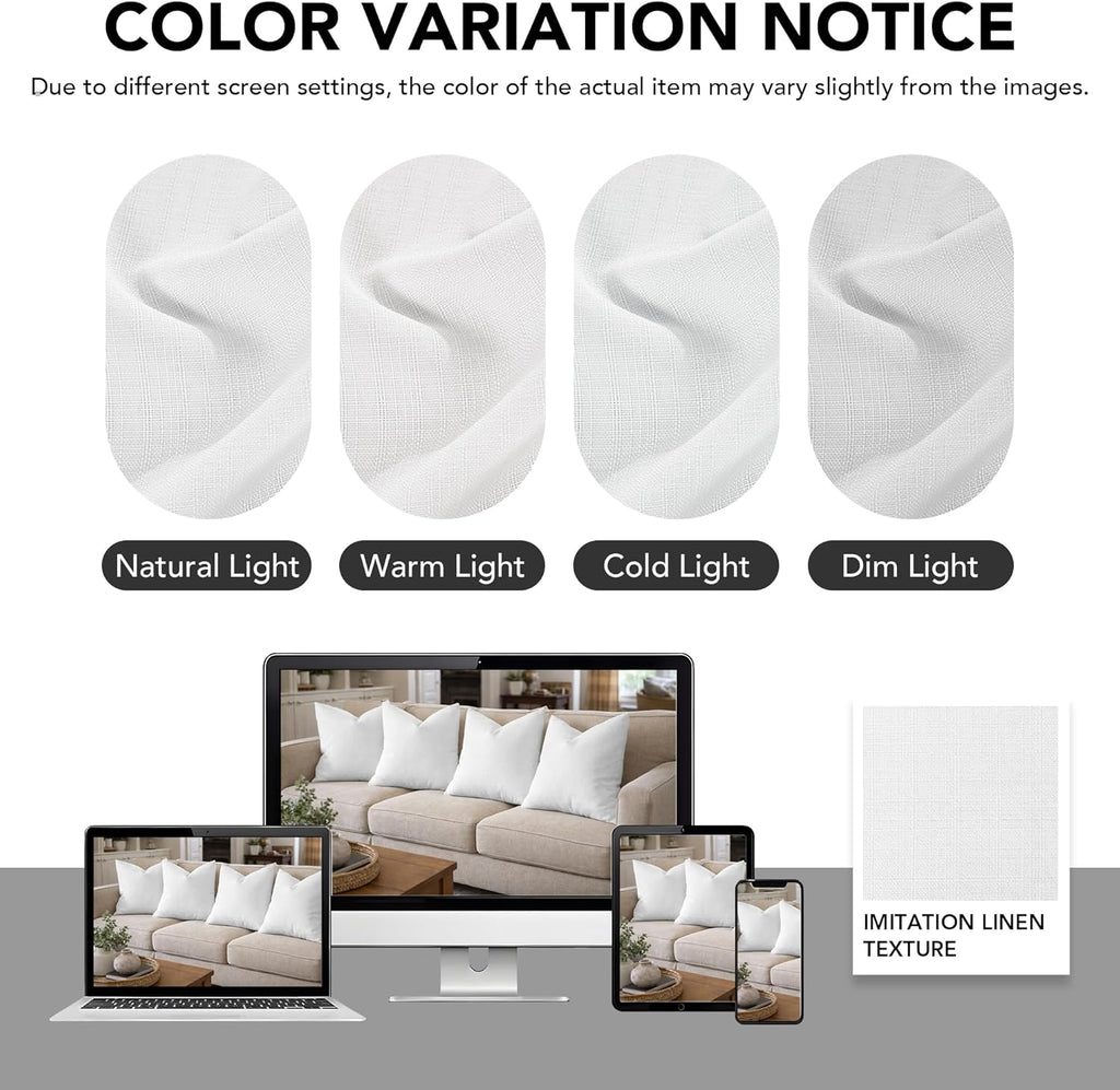 Throw Pillow Covers 18 x 18 Inch Set of 4, Covers Only No Insert, Faux Linen Decorative Square Pillowcases
