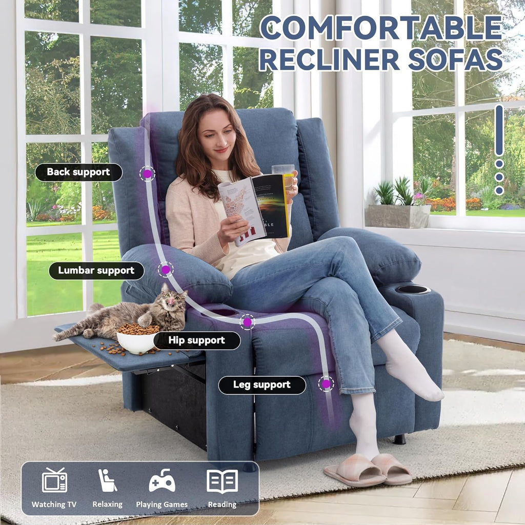 Power Recliner Chair,Reclining Sofa Chair with Heat and Massage for Adults