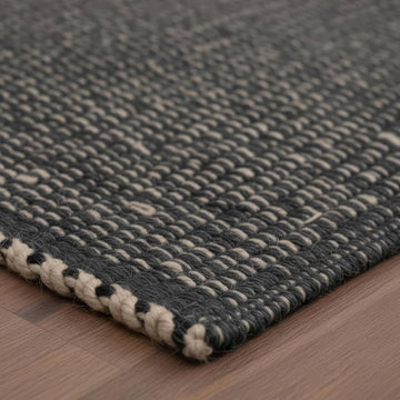Black 2X3 Jute Rug Braided Construction - Farmhouse Woven Carpet - Mid-Century Modern Floor Covering for Entryway or