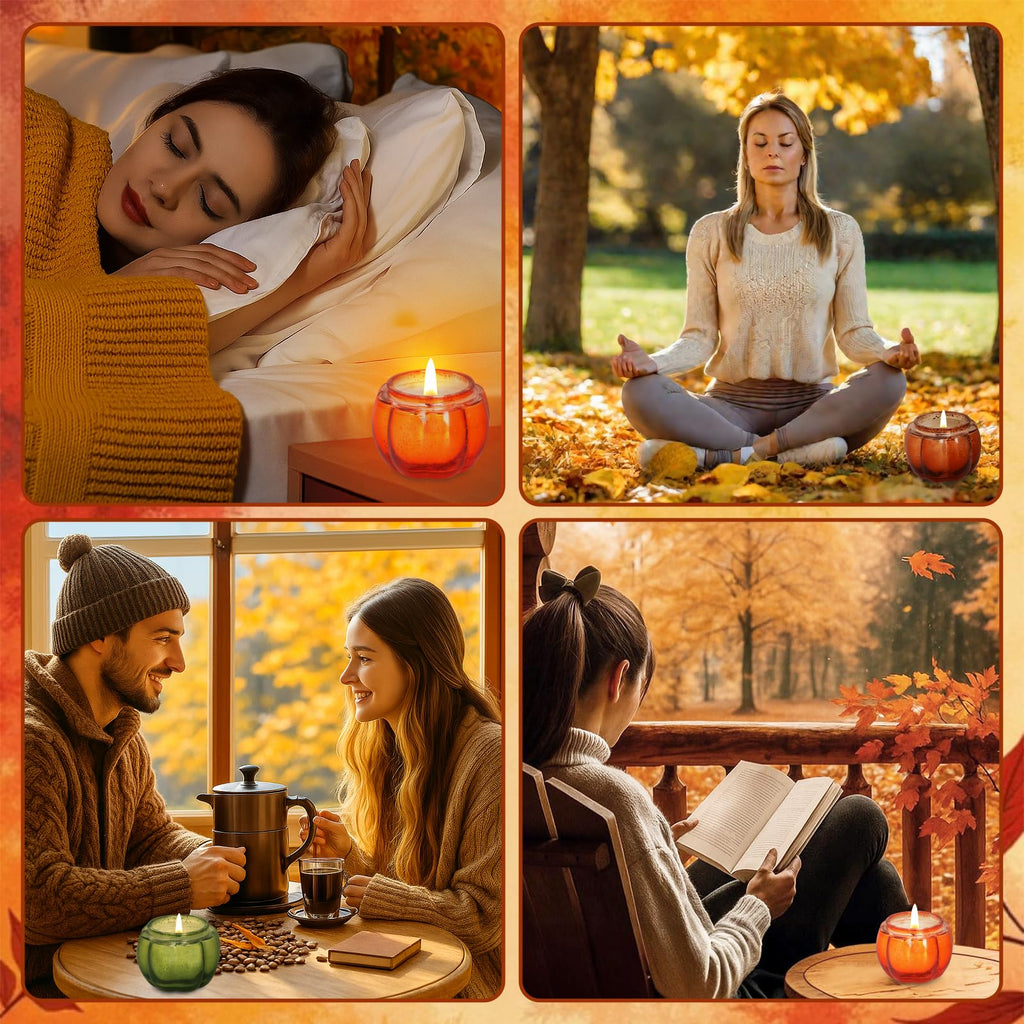 Fall Scented Candles Gift Set 3 Pack, 16.5oz Pumpkin Glass Jar Candle, Thanksgiving Aromatherapy Soy Wax Candles for