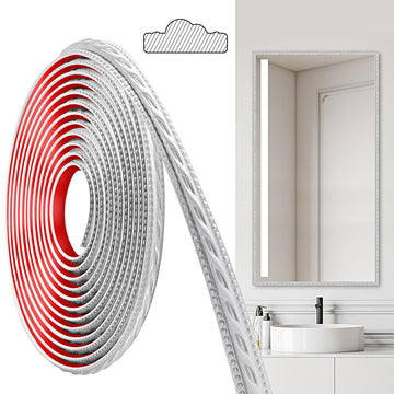 PVC Moldings Trim, 600cm×2cm, Peel and Stick Self-Adhesive, Coving for Ceilings, Wall Moldings for Wall Edge, Mirror