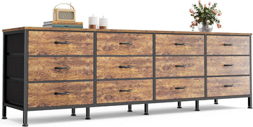 70 Inch Dresser , TV Stand for 65, 75, 80 Inch TV, 12 Fabric Drawer Long Dresser, Large Entertainment Center , Wide