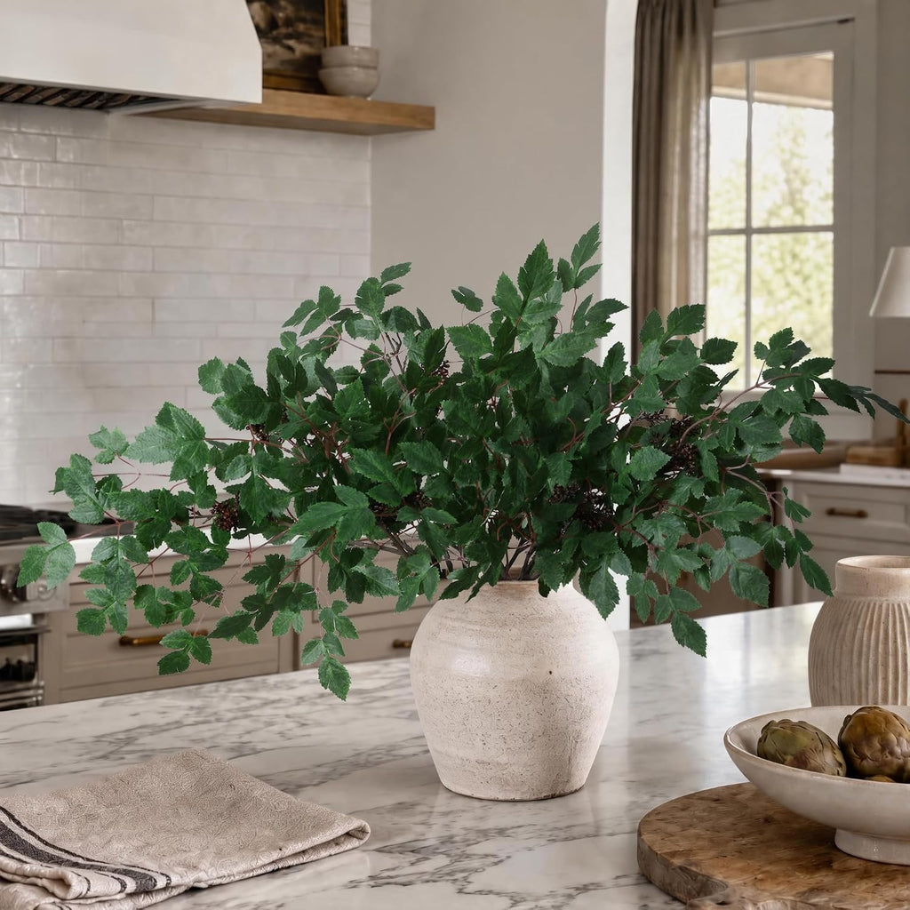 Artificial Cimicifuga Plant Leaf Spray Stems 4PCS Fake Greenery Branches 28.7 in Faux Leaves Real Touch Silk Plants