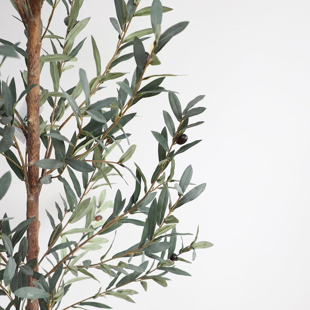 Olive Tree, 9FT Fake Olive Tree with Potted, 108" Faux Silk Olive Tree Tall Outdoor Plant with Olive Garden Decor
