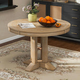 Mid-Century Modern Functional Extendable Round Dining Table with 14" Leaf,Oval Extendable Wooden Dining Table