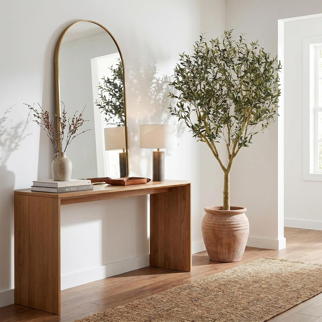 7ft Artificial Olive Tree with Natural Wood Trunk - Tall Indoor Floor Tree , and Office Decor