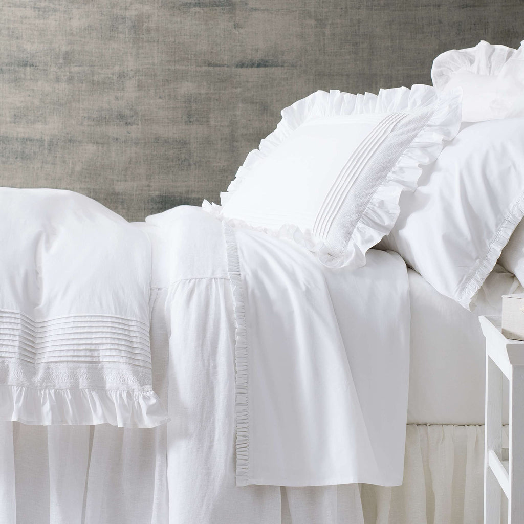 Savannah Linen Gauze White Solid Linen Bed Skirt