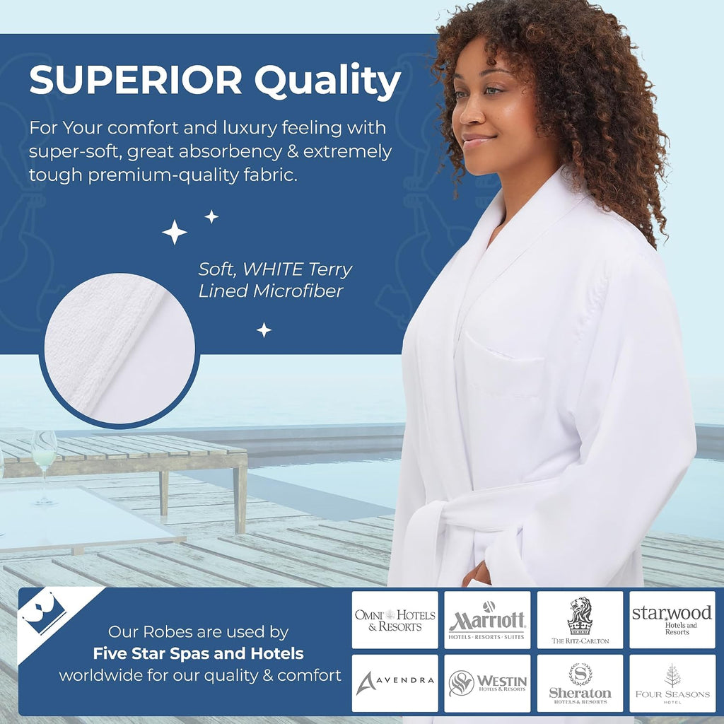 Terry Lined Microfiber Hotel Robe - Luxury Spa Bathrobe