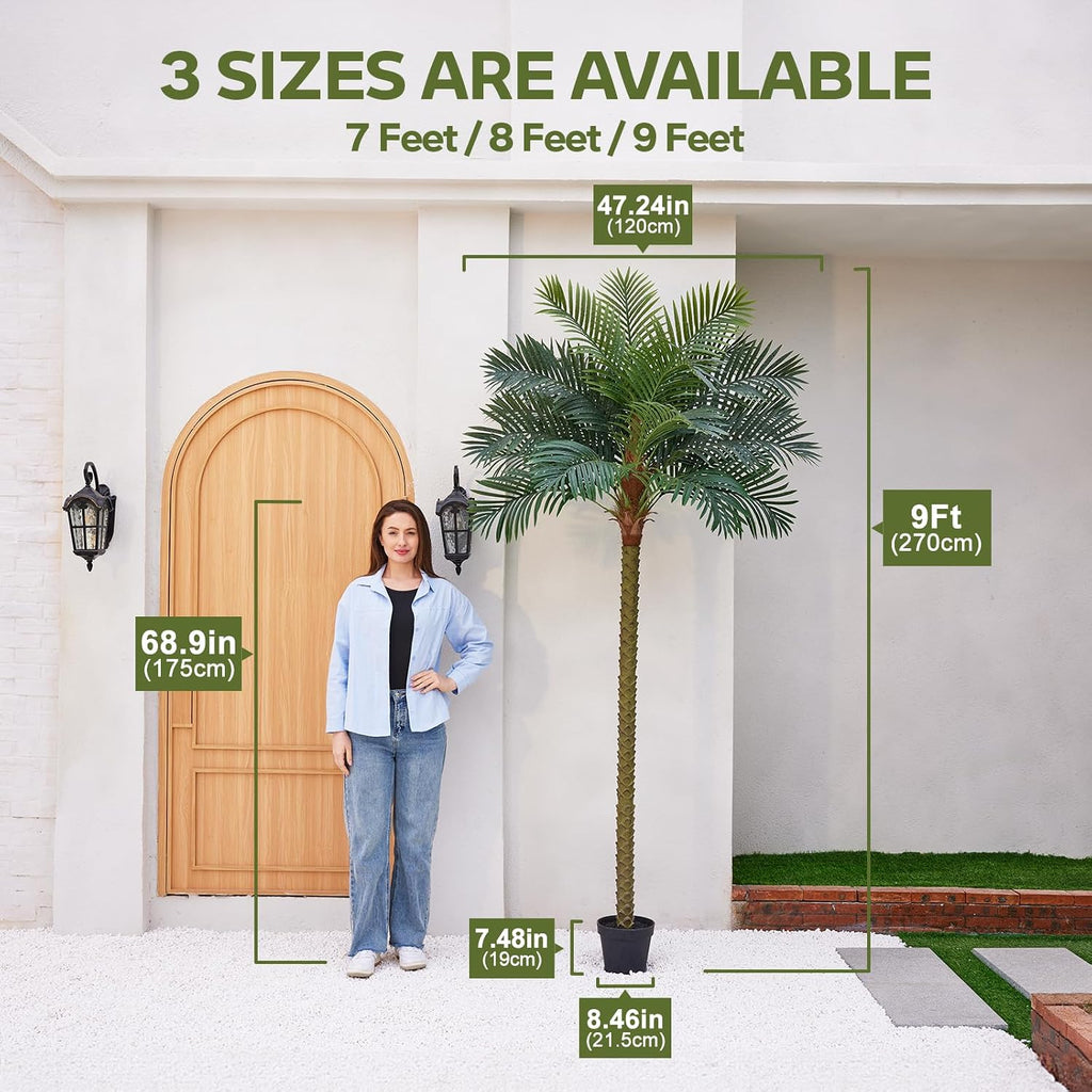 9ft Artificial Palm Trees, UV Resistant, Set of 2