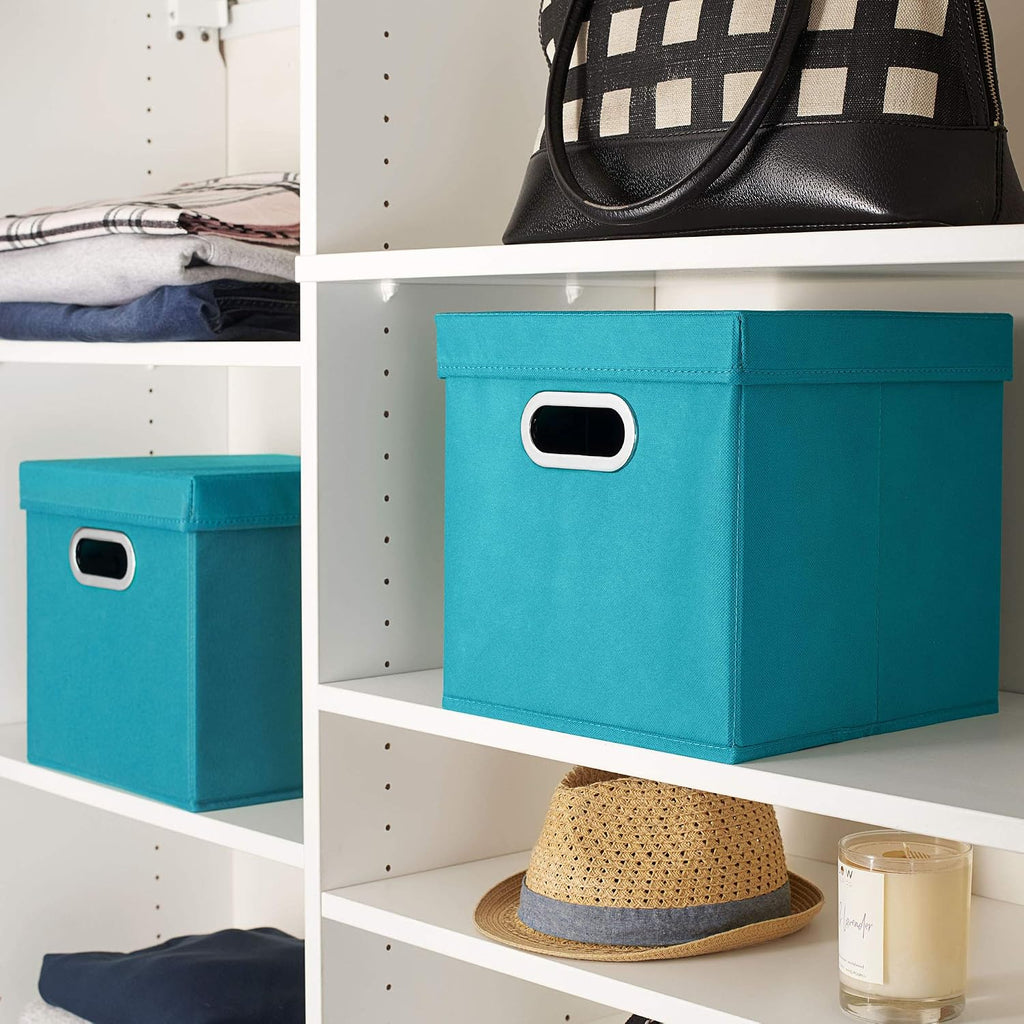 36-1 Decorative Storage Cube Set with Removable Lids | Aqua | 2-Pack