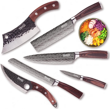 New Reinforced Carbon Steel Japanese Kitchen Knife Set - DiamondRazor Series - Ultra Sharp Japanese Knife Set & Chef