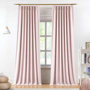 White Pinch Pleated Full Blackout Curtains Thermal Insulated Window Curtains 108 inch Bedroom Room Darkening Pinch