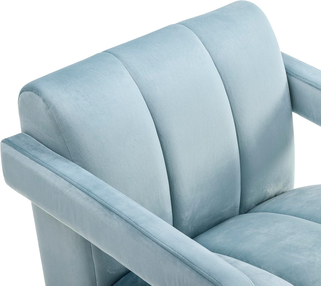 Velmor Contemporary Velvet Accent Armchair, Blue
