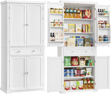 Pantry Cabinet, Tall Storage Cabinet with Drawer, 71.7-Inch | Freestanding cupboard with 2 cabinets, 4 adjustable