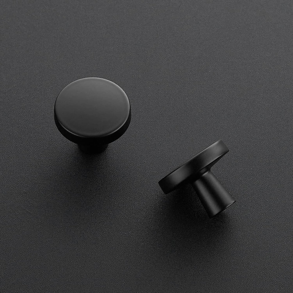 25 Pack Drawer Pulls 1-1/4 Inch Kitchen Cabinet Knobs Solid Round Dresser Drawer Knobs Matte Black Dresser Knobs Drawer