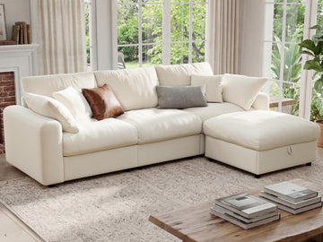 Cloud Sectional Couches, 110" Large Modular Sectional Sofa with Wide Deep Seat, L Shaped Couch with Throw Pillow and
