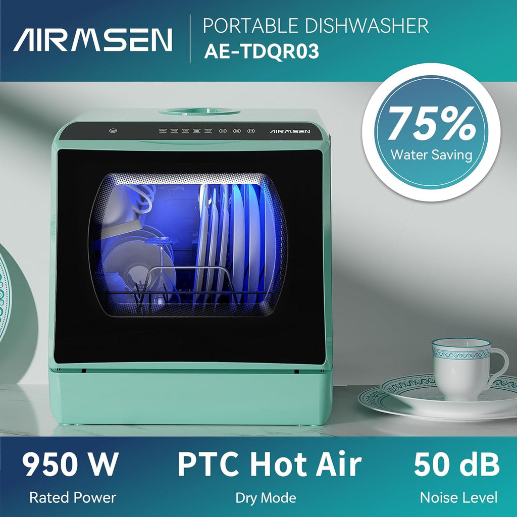 Portable Countertop Dishwashers, 5 Washing Programs Mini Dishwashers with 5 L Built-in Water Tank and Double-layered