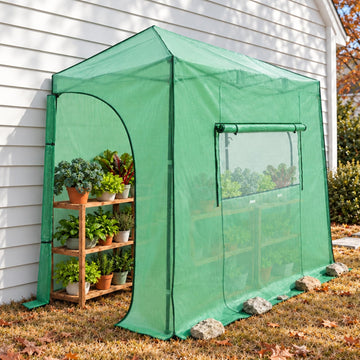 10x5 Easy Setup Pop Up Greenhouse, Lean-To Design, Clear/Green