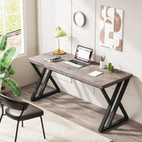 Writing Computer Desk, 55 inch Heavy Duty Study Desk with Z-Shaped Metal Leg, Modern Simple Home Office Computer Desk