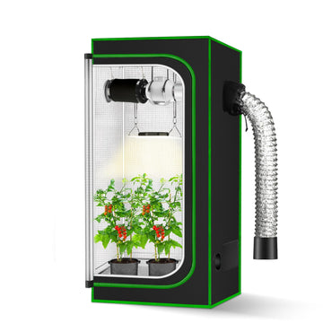 2x2 Grow Tent, 24"x24"x48'' High Reflective 600D Diamond Mylar Canvas with Observation Window and Floor Tray for