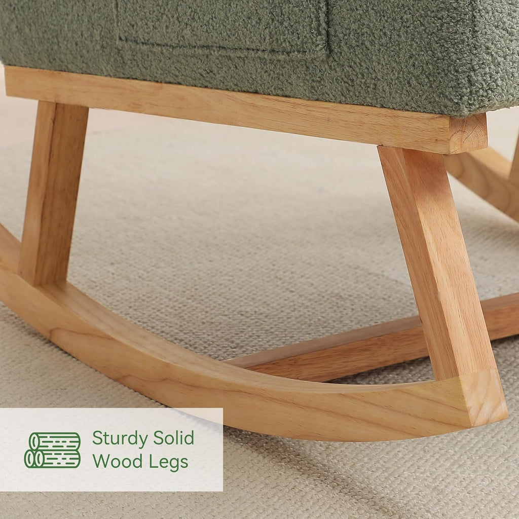 Rocking Chair Nursery, Boucle Teddy Nursing Rocking Chairs, Upholstered Nursery Glider Rocker for Mom Nursery Morden