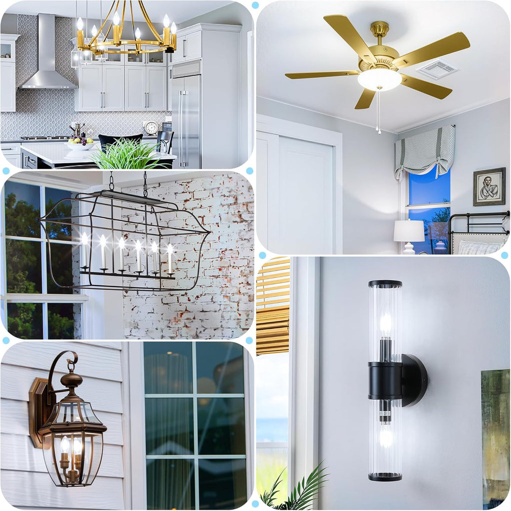 E12 Candelabra LED Bulb 60W Equivalent, 600LM Dimmable Chandelier Light Bulbs, 5000K Daylight White, 85+ CRI Candle