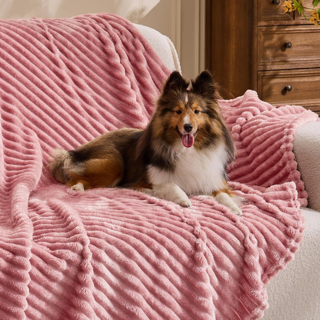 Fleece Throw Blanket, Fluffy, Plush Lightweight Pink Throw Blankets, 50x60 inches