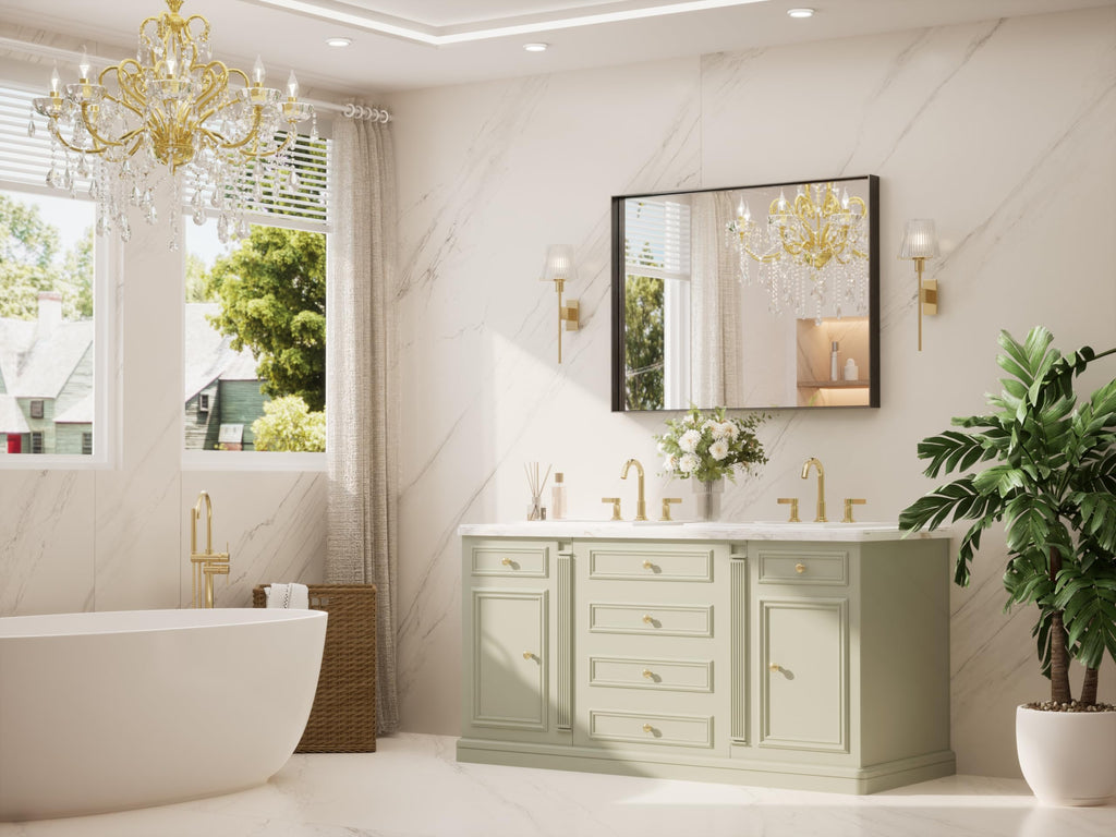 Black Mirror 40" x 30" Matte Black Frame Bathroom Vanity Mirror for Over Sink, Tempered Glass, Modern Farmhouse