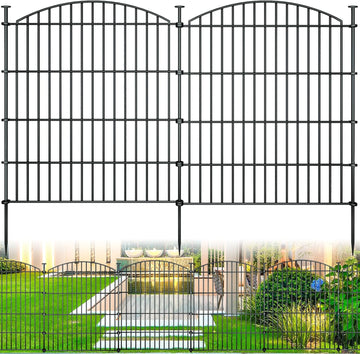 10 Panels Garden Fence Dog Fence Outdoor for Yard, 32in H x 23.6ft L Rustproof Metal Fencing with Ground Stakes | No