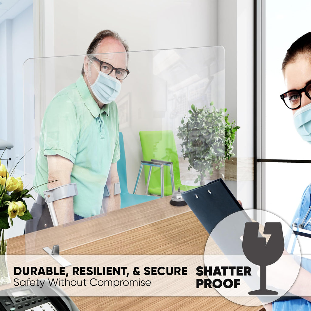 Plexiglass Table Top Sneeze Guard - Desk Divider for Students, Office, Transactions - Acrylic Shield | (24" x 36"