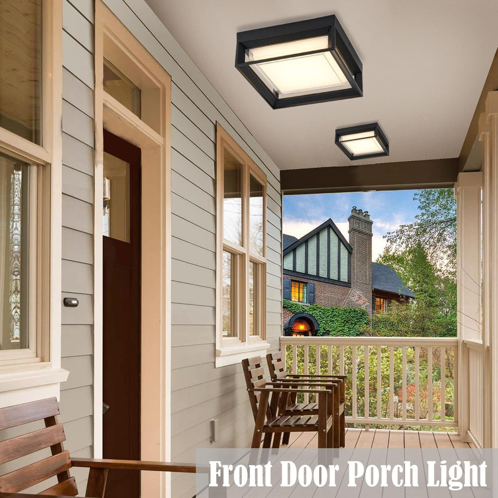 Outdoor Square Flush Mount LED Ceiling Light Fixture