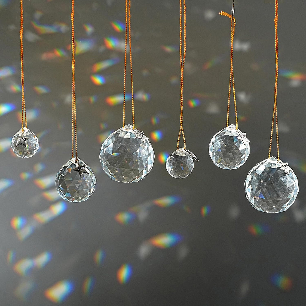 13pcs 2026 Crystal Ball Hanging Ornaments Chandelier Crystals - 20mm/30mm/40mm, Crystals for Suncatchers