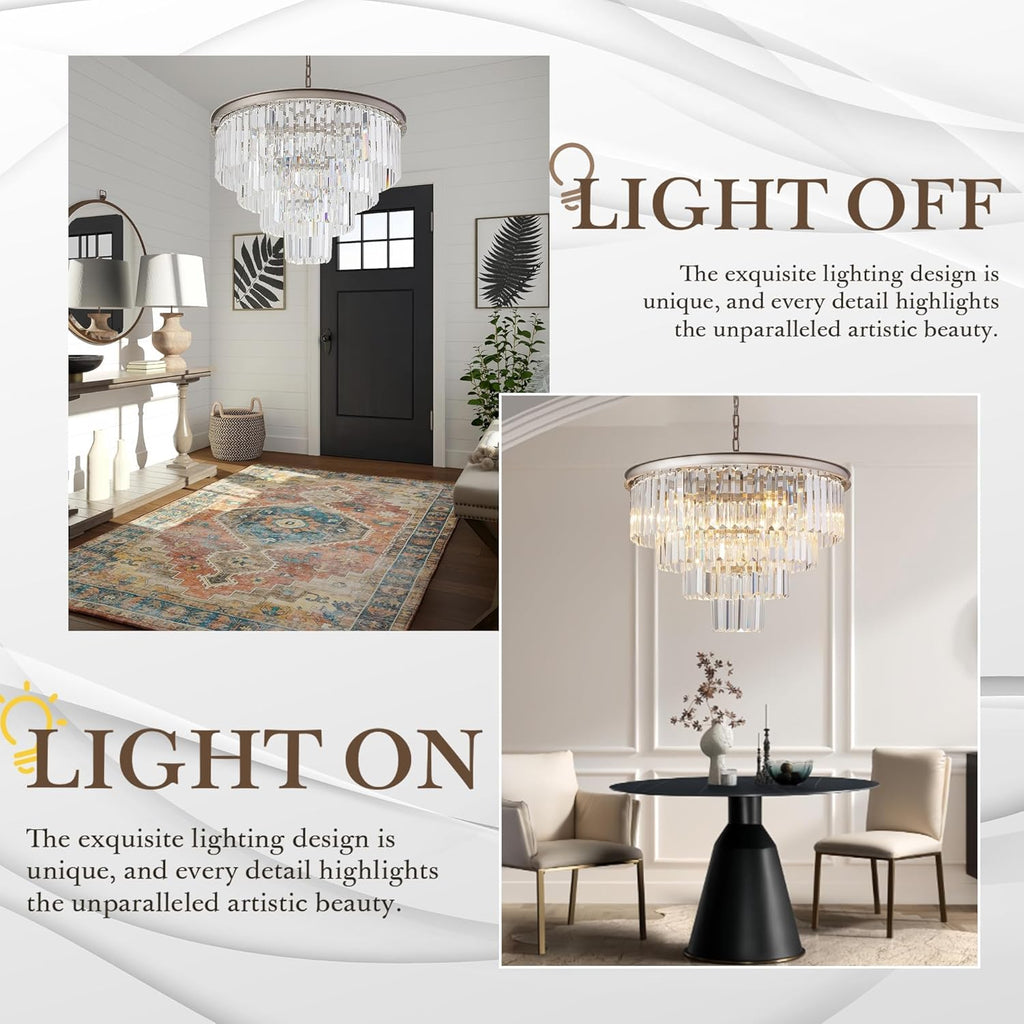 Inspired Odeon Style 5-Light Nickel Crystal 4-Tier Modern Chandelier