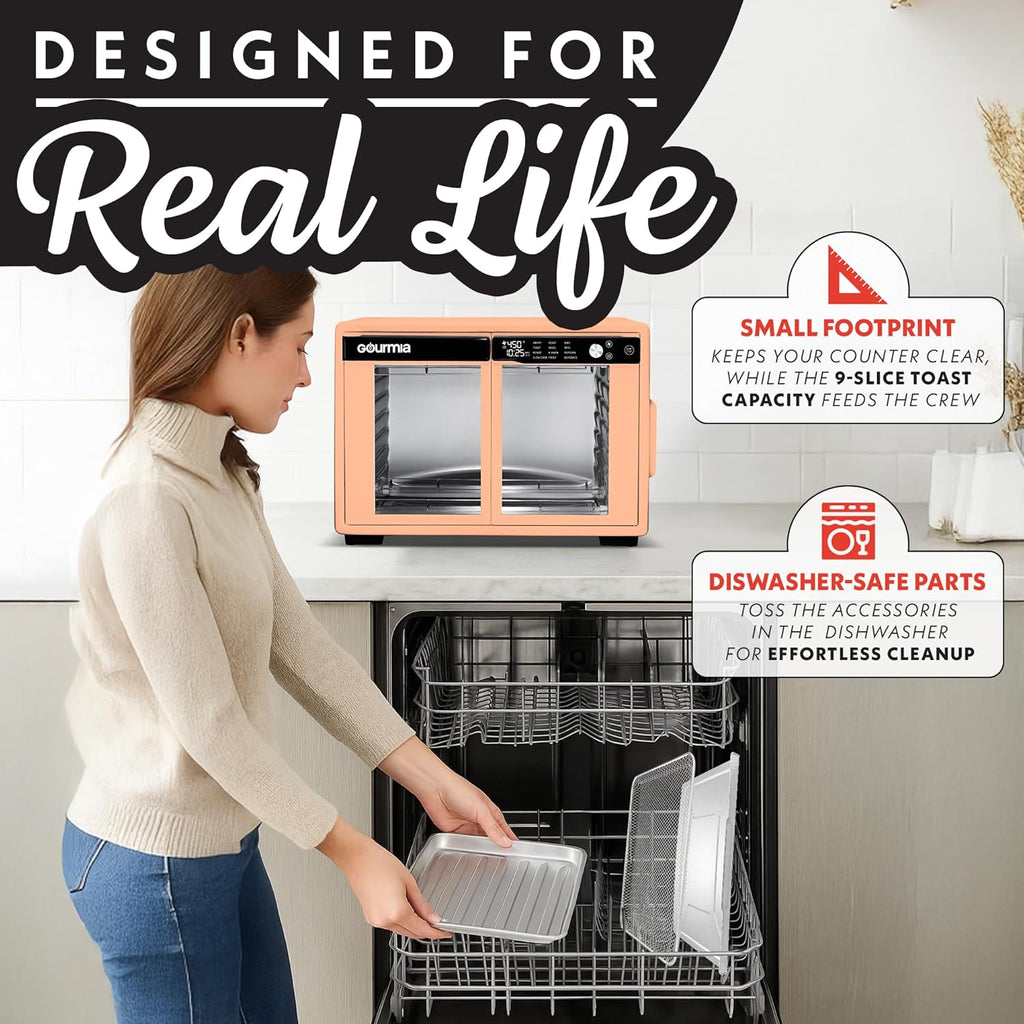 French Door Air Fryer Oven - 37 Qt Large Capacity Convection Toaster Oven, FryForce 360°, Digital Display, 12 Cooking