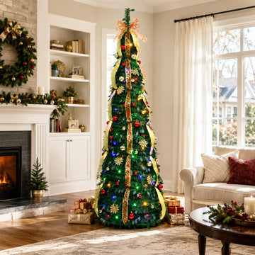 7ft Pop Up Pre-Lit with 200 Warm White & Multicolor Lights