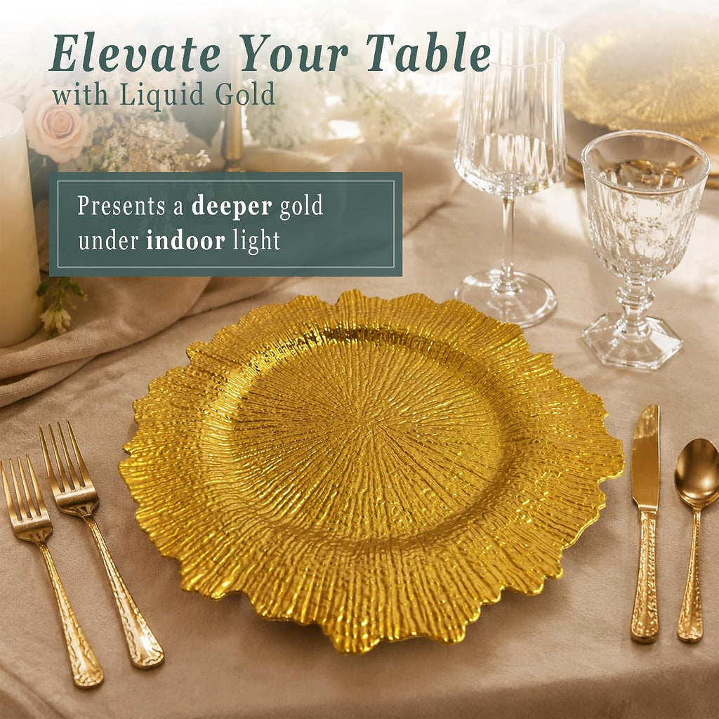 Gold Charger Plates, 13" Gold Chargers for Dinner plates - Set of 15
