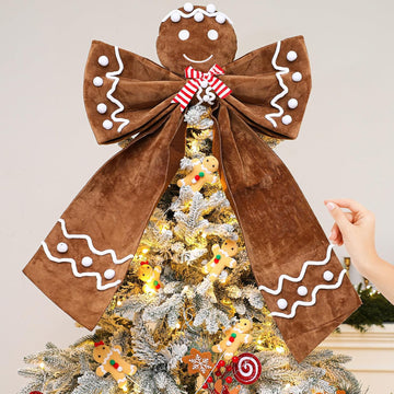 20" x 28" Extra Large Christmas Gingerbread Bow Tree Topper