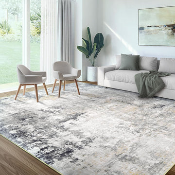Area Rug Living Room Rugs - 8x10 Modern Abstract Soft Indoor Neutral Washable Rug Stain Resistant Non-Slip Low Pile