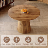 45'' Round Dining Table for 4, Mid-Century Modern Wood Dinner Table with Seamless One-Piece Top & Stable Conical
