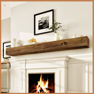 Rustic Fireplace Mantle Shelf - 84 Inches, Handcrafted Wood - Decorative Wall Shelf - Farmhouse Mantel Decor - 84 X 8