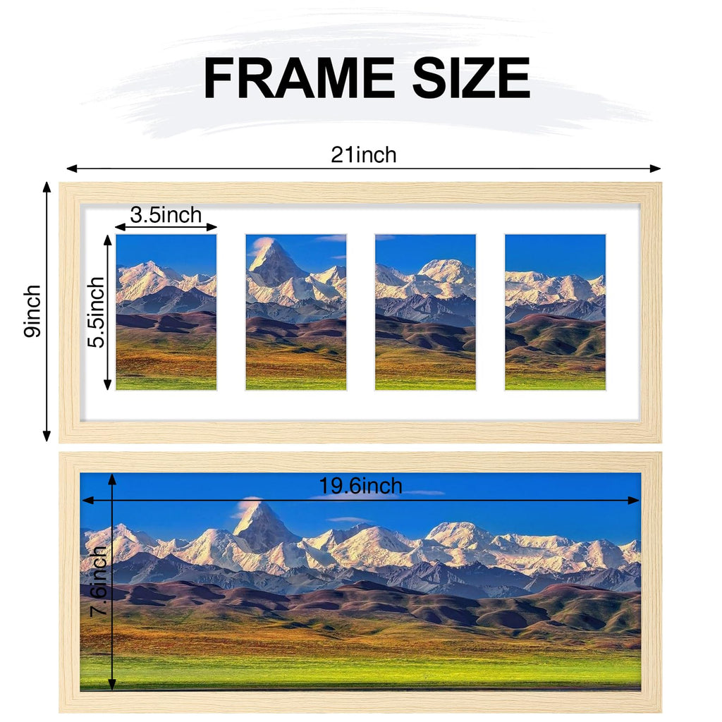 8x20 Collage Picture Frame for Wall Mounting, Nature Wood