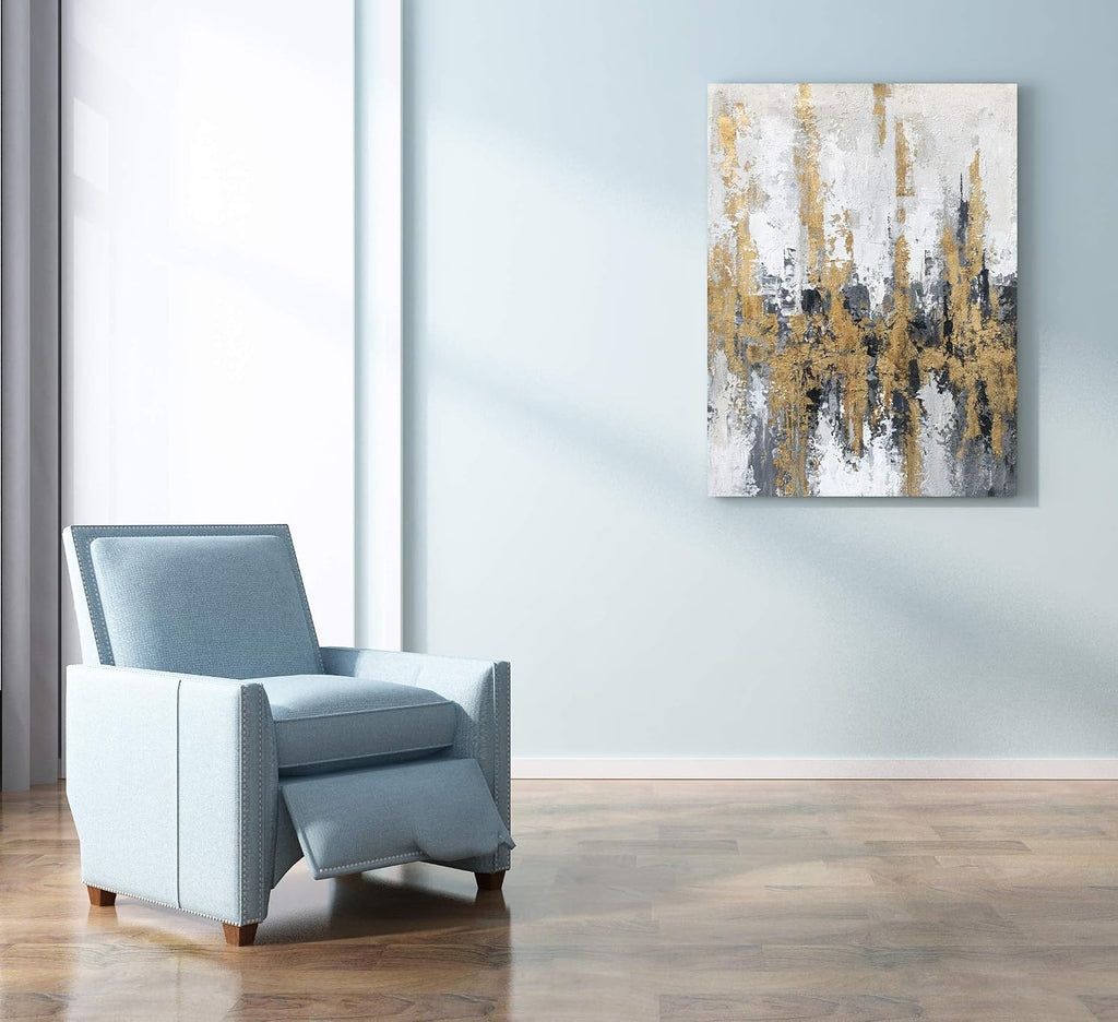Modern Abstract Skyline Canvas Wall Artwork with Gold Foil Decoration