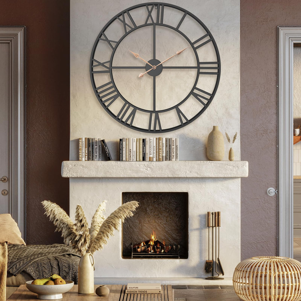 36 Inch Black Metal Roman Numerals Extra Large Giant Wall Clock