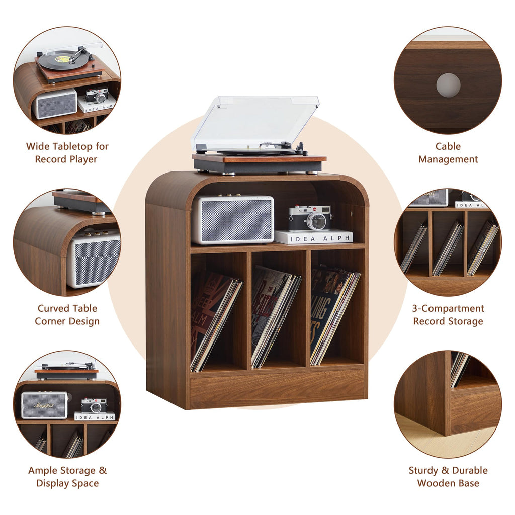 3 Tier Record Player Stand with Vinyl Storage