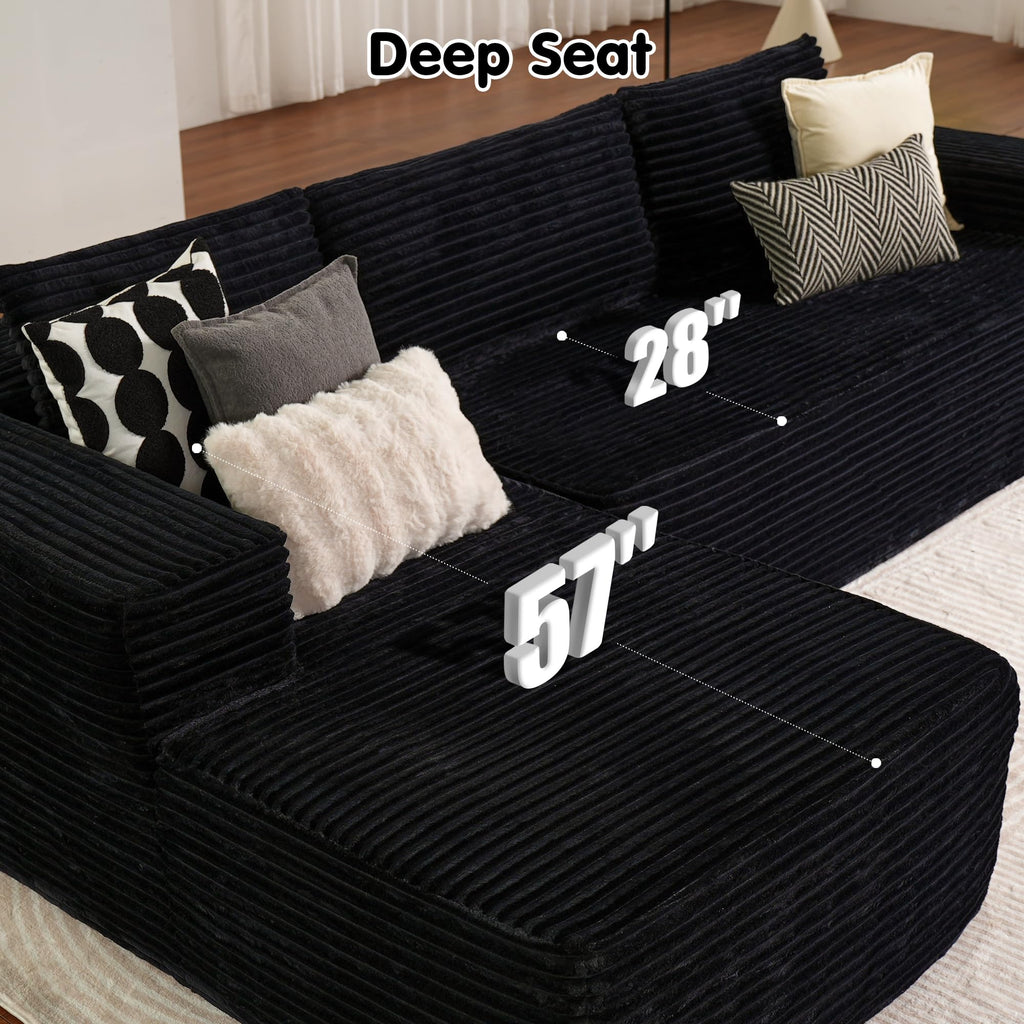 104" Cloud Boneless Couch with L-Shape Chaise, Modern Sectional Modular Sofa with Deep Seat, Upholstered Couches