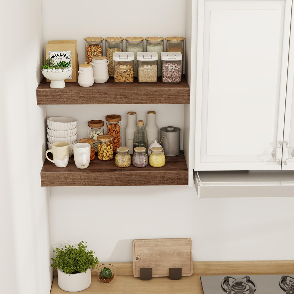 24 Inch Floating Shelves, 12" Deep Floating Shelf Wall Mounted, 24" Wall Shelves, Rustic Deep Bookshelf, Extra Deeper