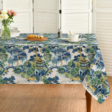 Chinoiserie Tablecloth 60x120 Inch Rectangular