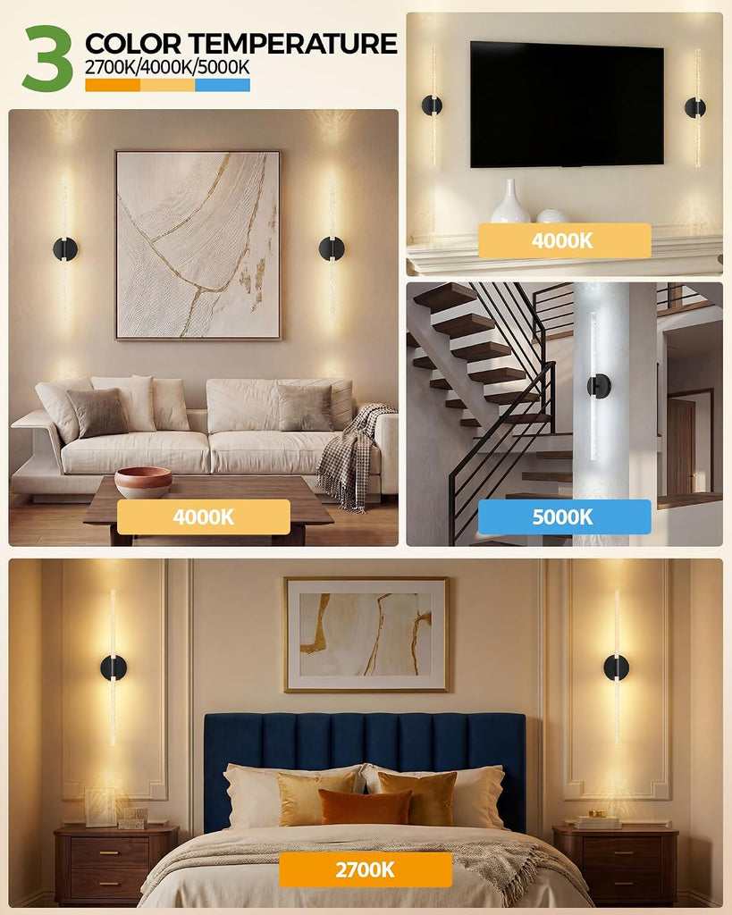 Crystal-Inspired Bubble Battery Operated Wall Sconce Set of 2, 10000mAh 3 Color Temps Rechargeable Wall Lights with Remote, Dimmable Wireless Wall Lamp for Living Room Bedroom