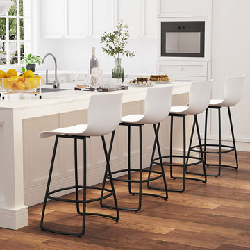 Bar Stools Set of 4 Counter Height Bar Stools Modern Swivel Bar Chairs with Back Plastic 24" Metal Counter Height